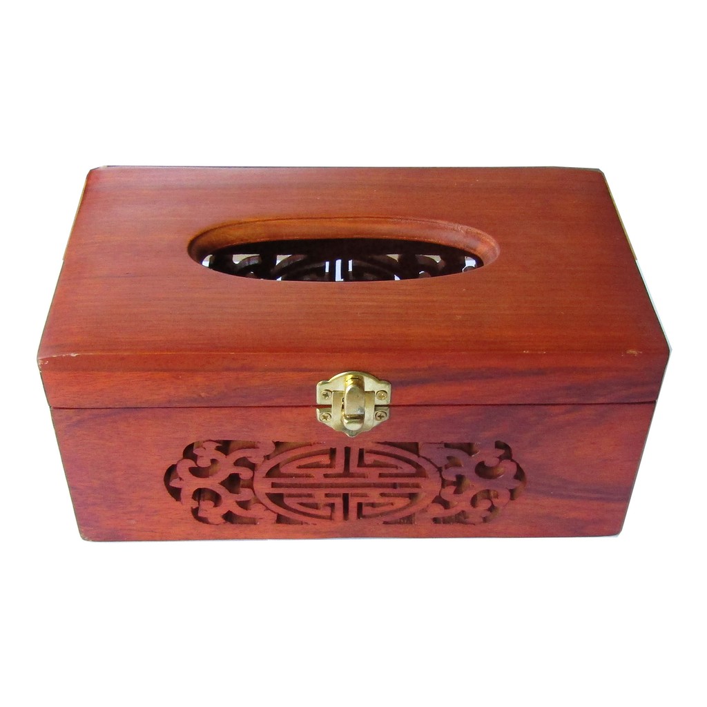 Hộp Khăn Giấy Gỗ Hương Trơn Trạm Măt Bên | BigBuy360 - bigbuy360.vn