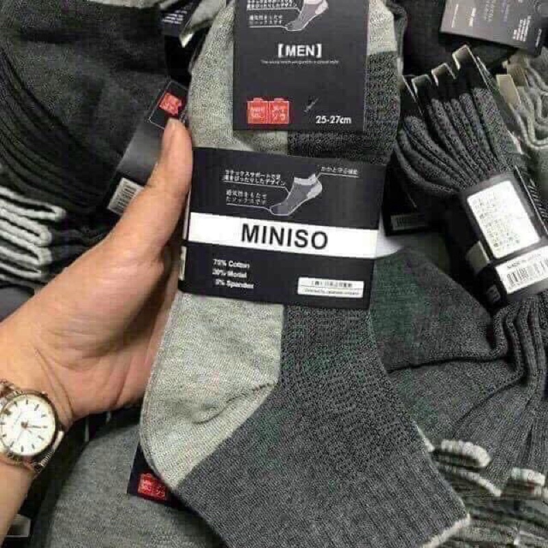 Tất chân cho Nam MINISO xuất Nhật - lố 10 đôi ( tất lười- tất ngắn cổ- tất cao cổ)