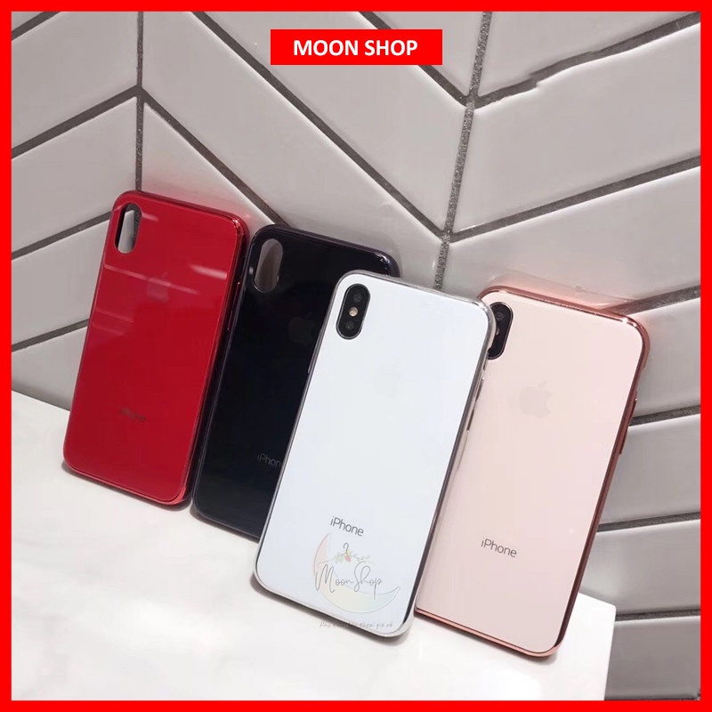 ỐP LƯNG KÍNH VIỀN DẺO CÙNG MÀU Iphone XS MAX X XS 8plus 7plus 8 7 6splus 6plus