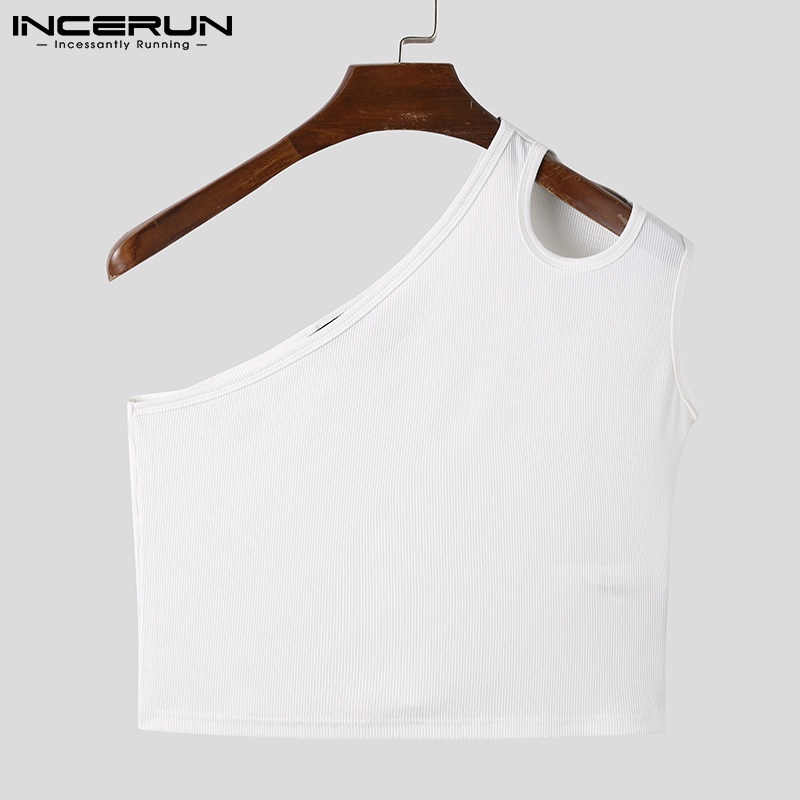 Áo thun INCERUN hở vai không tay thời trang mùa hè dành cho nam