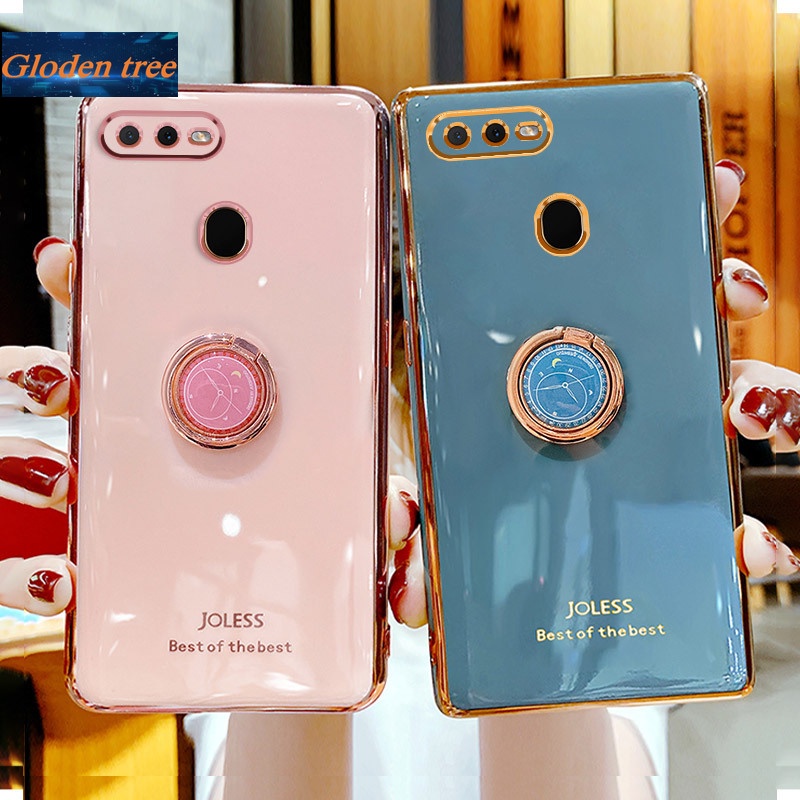 Ốp điện thoại mạ chống rơi có giá đỡ hình đồng hồ cho OPPO A1 A3 A3S A5 A5S A7 A8 A9 A12 A12E A15 A15S A35 A54 A74