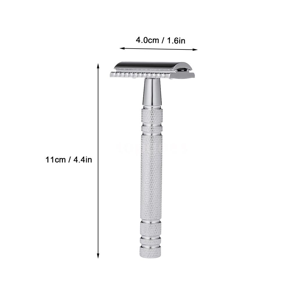 T&G Double Edge Safety Razor Stainless Steel Manual Shaving Razor Traditional Razor With 10pcs Blades PU Storage Bag