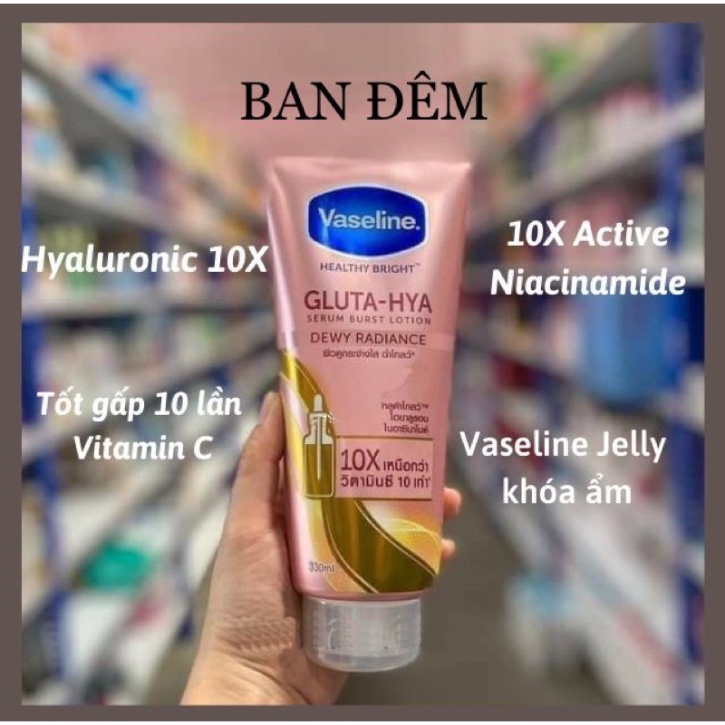 DƯỠNG THỂ VASELINE HEALTHY BRIGHT GLUTA-HYA SERUM BURST UV LOTION 330ML