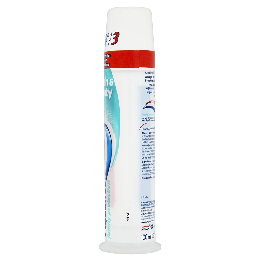 Kem đánh răng Aquafresh Pump Toothpaste – Fresh &amp; Minty – Family Triple Protection 100ml
