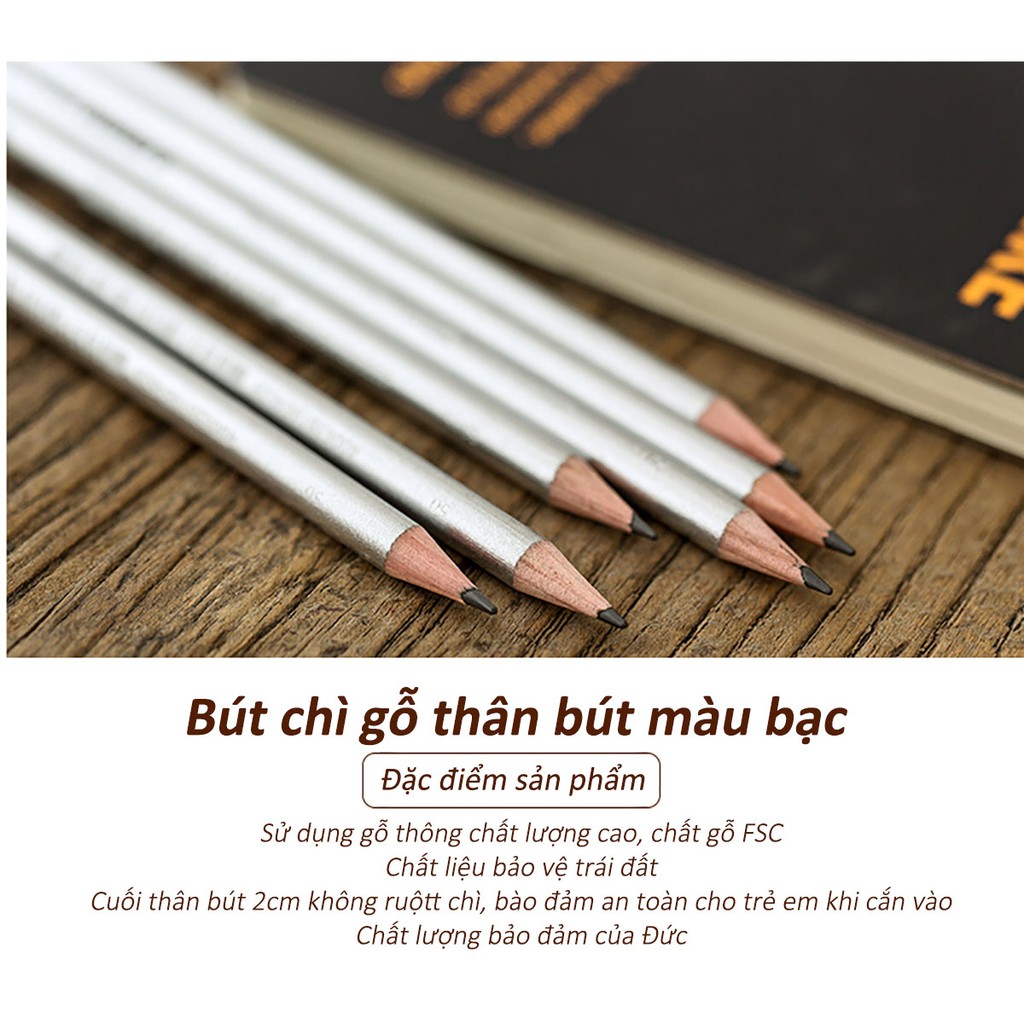 Bút chì gỗ STABILO Schwan PC417S-2B (thân màu bạc)