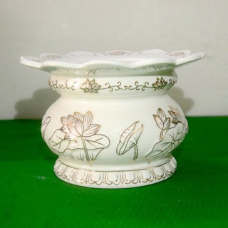 lư hương thờ cúng hoa sen trắng có khay hứng tàn nhang