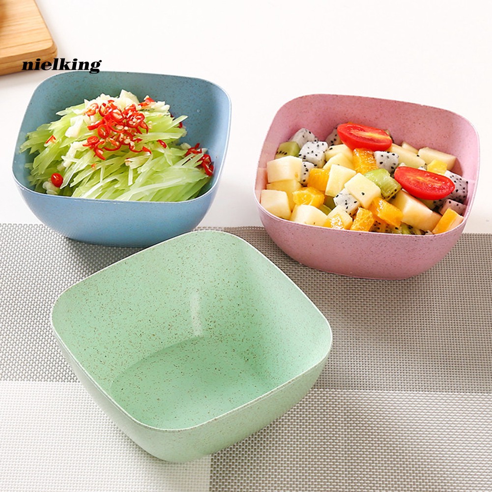 Tô vuông đựng salad rau củ/trái cây khô/đồ ăn vặt bằng chất liệu rơm lúa mì