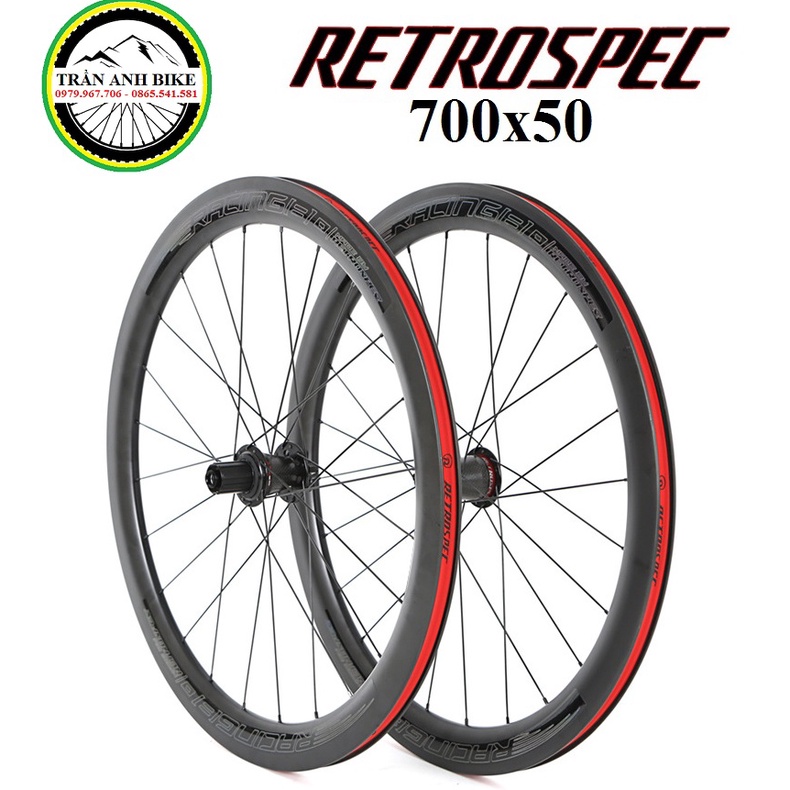 Bộ vành xe đạp Carbon Retrospec Racing RS-DB24 700x50mm - phanhh đĩa