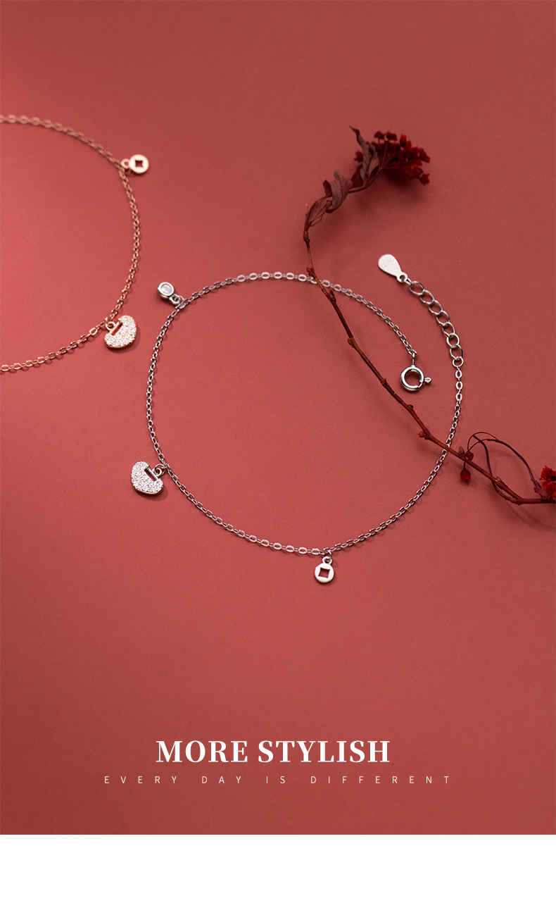 Lắc Chân Mạ Bạc 925 Đính Đá Đơn Giản Thời Trang | BigBuy360 - bigbuy360.vn