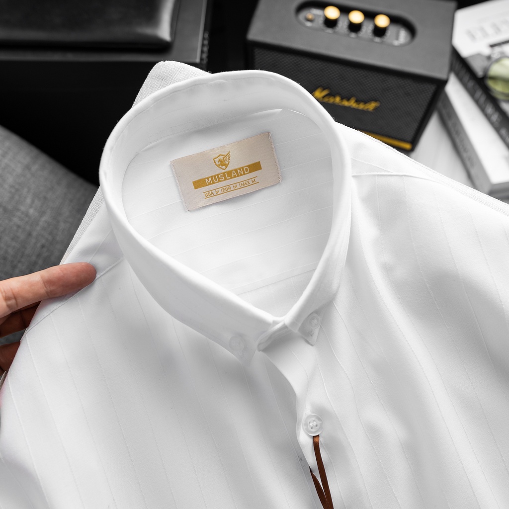 Áo Sơ Mi Nam Dài Tay Trơn Sọc Ẩn Nhiều Màu 💖 Chuẩn Men 💖 Lịch Sự 💖 1 chiếc Sơmi không nhăn 💖 SMML8A 💖