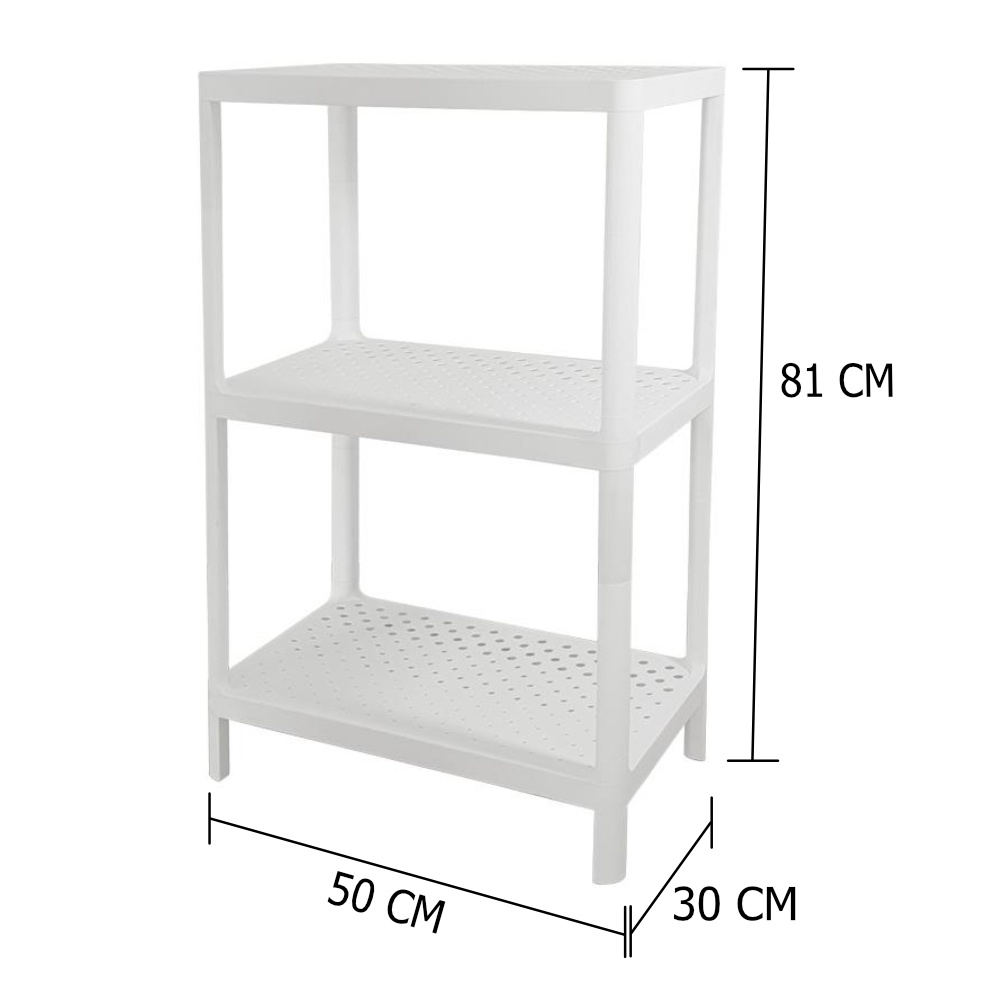 HomeBase STACKO kệ nhựa 3 tầng MONO Thái Lan W50xH81xD30cm màu trắng