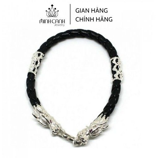 [Mã FARSBR241 giảm 15k đơn 0đ] Lắc Tay Da Bọc Bạc 4 Đốt Hình Rồng - Minh Canh Jewelry