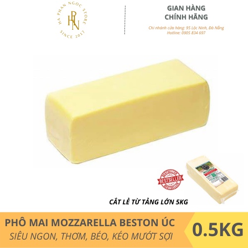 Phô Mai Mozzarella BESTON ÚC KHỐI 0.5KG - SIÊU THƠM NGON, BÉO, KÉO MƯỚT SỢI - DATE 2022