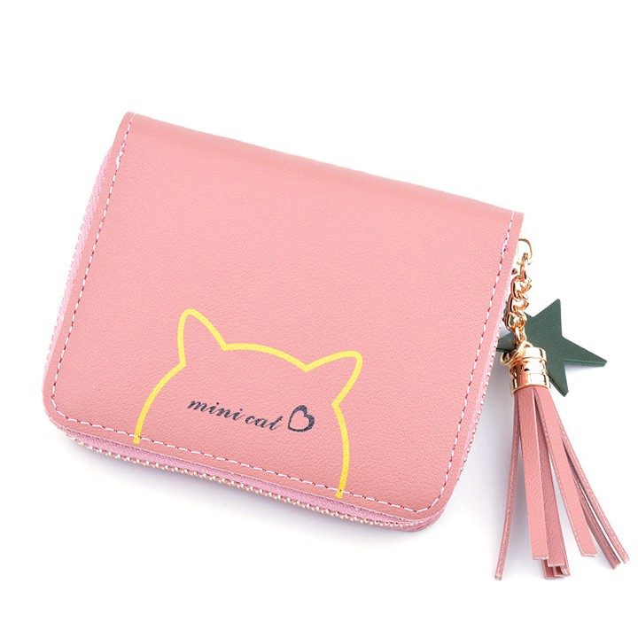 Ví tiền -Bóp tiền mini in hình mèo hồng dễ thương kiểu dáng nhỏ xinh SIÊU HOT