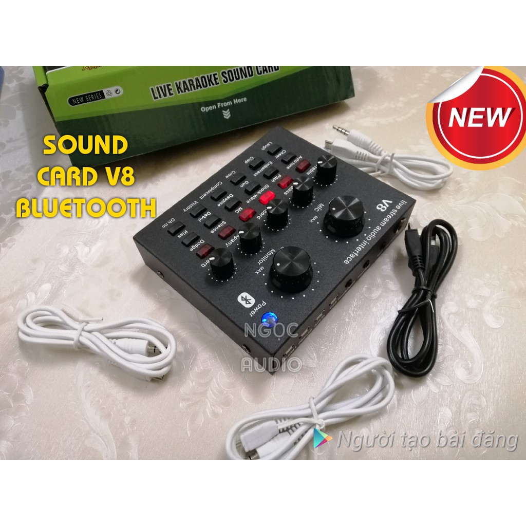 Bộ live stream sound card V8 Bluetooth  Micro Bm 900 full phụ kiện