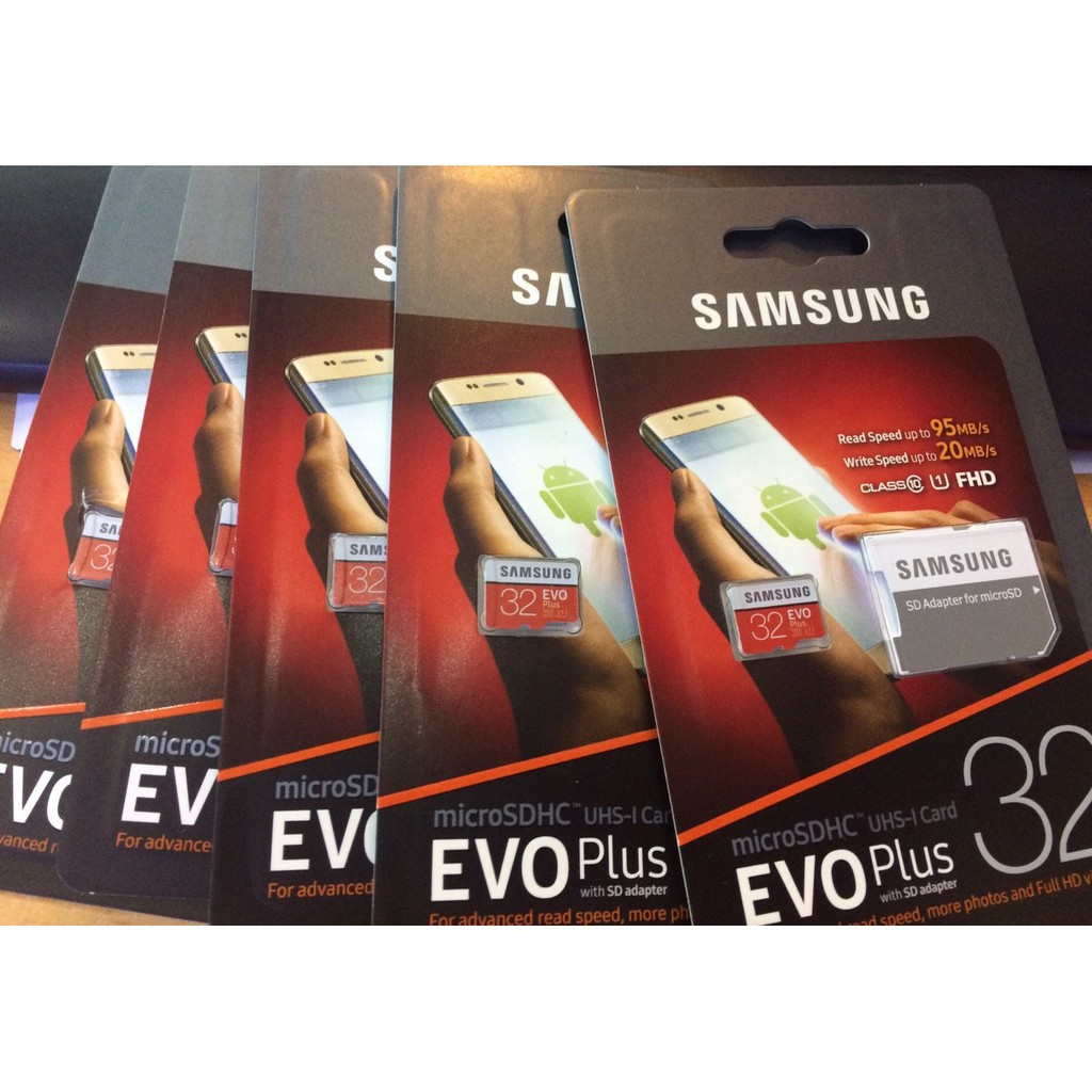 Thẻ nhớ MicroSDHC Samsung Evo Plus 32GB UHS-I U1 95MB/s kèm adapter box Anh - Model 2018 (Đỏ)