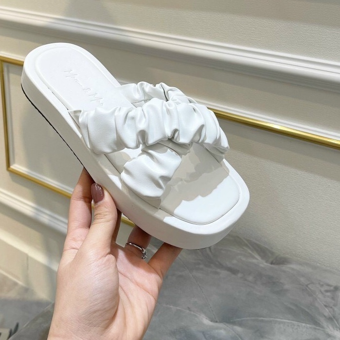 Dép nữ ulzzang quai chéo nhúm bèo 2 màu trắng đen_có sẵn