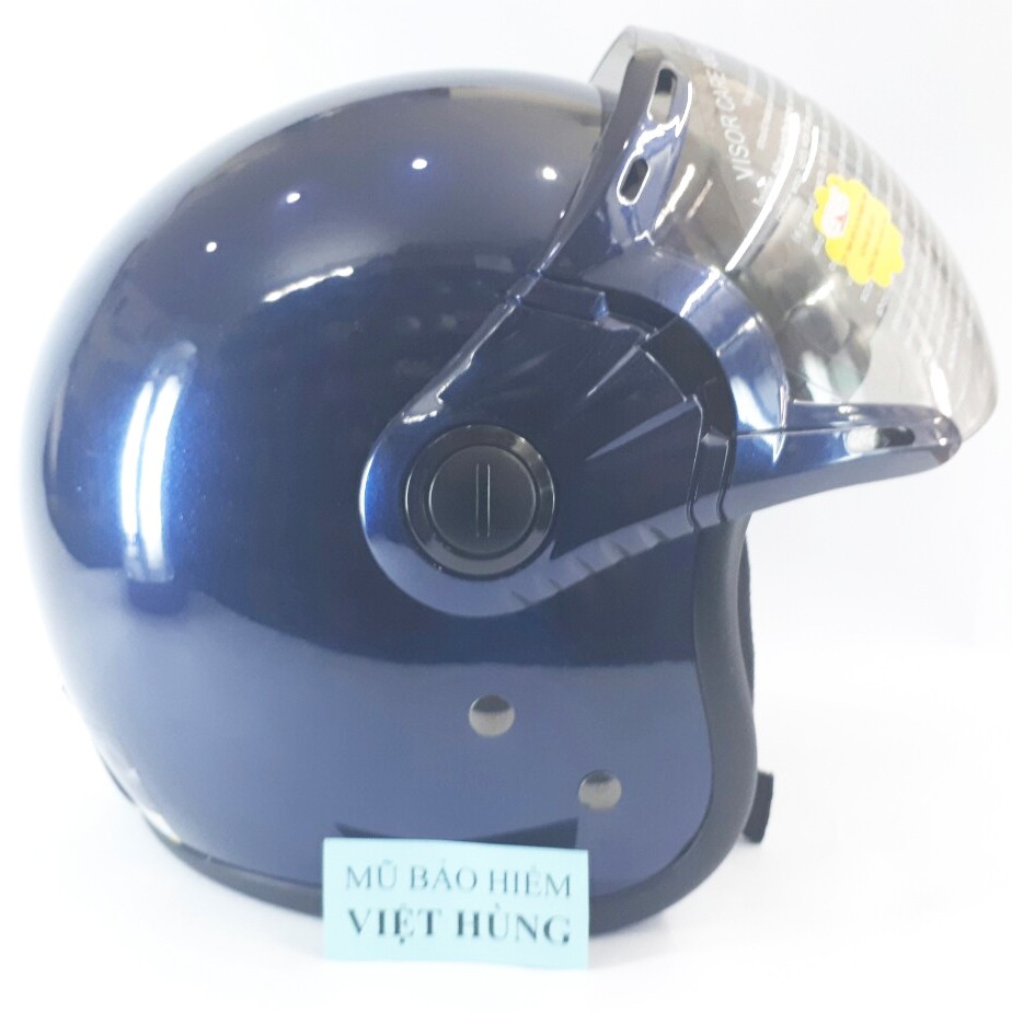 Mũ bảo hiểm trùm 3/4 đầu cao cấp - Kính chống lóa -  GRS A368K - Xanh than bóng - Vòng đầu 56-58cm - Bảo hành 12 tháng