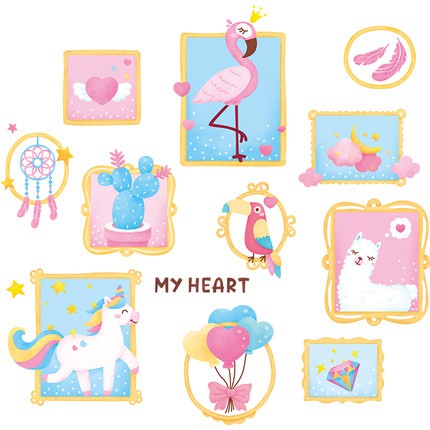 decal dán tường hàn quốc cao cấp khung ảnh ngựa pony cho bé