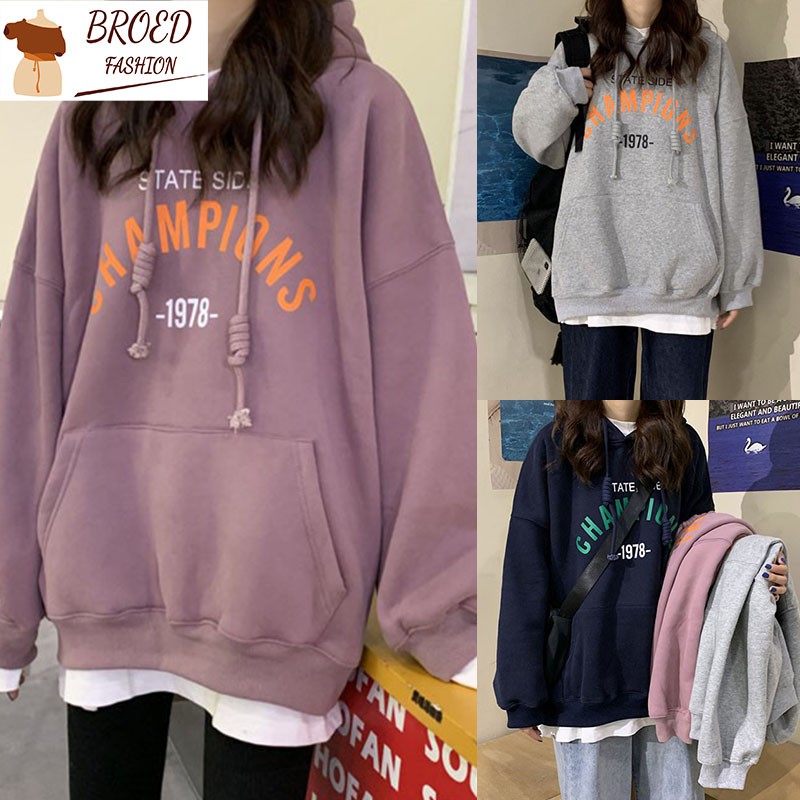 Áo Hoodie Form Rộng In Chữ Phong Cách Hàn Quốc Cho Nữ | BigBuy360 - bigbuy360.vn