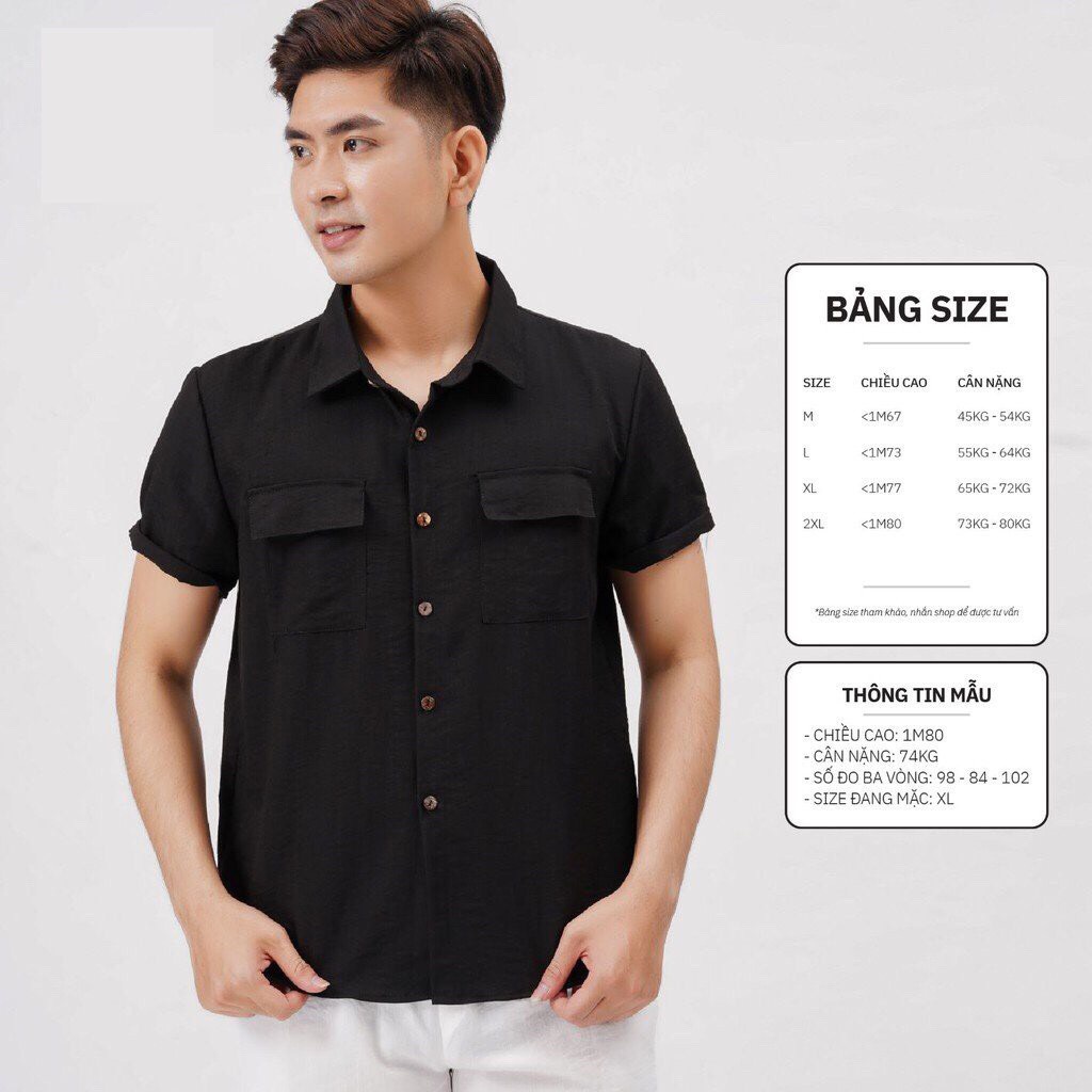 ÁO Đũi Nam ADAM STORE Cổ Bẻ Sơ Mi Cao Cấp Đũi Áo Ngắn Tay Nam có cổ túi hộp | BigBuy360 - bigbuy360.vn