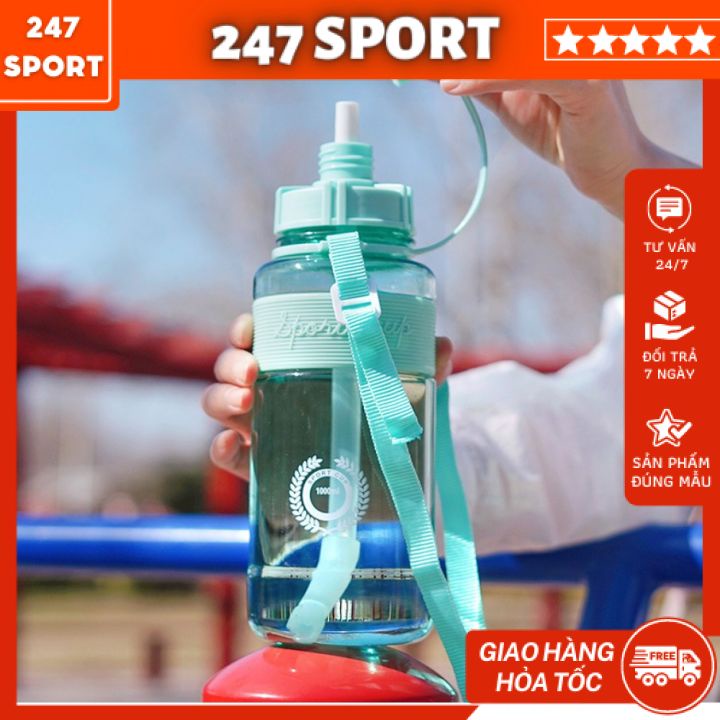 Bình Đựng Nước 2 Lít Sports Cup Phong Cách Thể Thao Có Ống Hút Và Dây Đeo Tiện Lợi Phong Cách