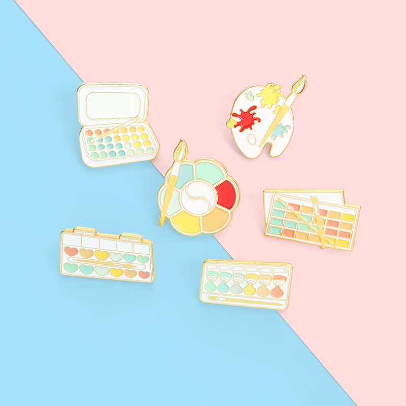 Huy hiệu cài áo thiết kế hình bảng vẽ màu nước hoạt hình đáng yêu làm quà tặng cho bạn thân