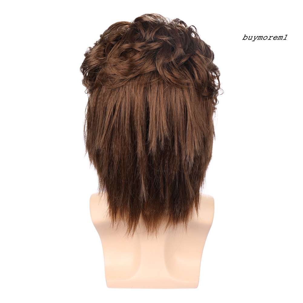 BUYME Halloween Cosplay Men Short Wig Curly Fluffy Faux Hair Party Prop Gift Hairpiece