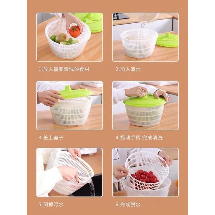 Rổ Quay Rau Tự Động - Vẩy Rau - Rổ Quay Vắt Nước Ly Tâm