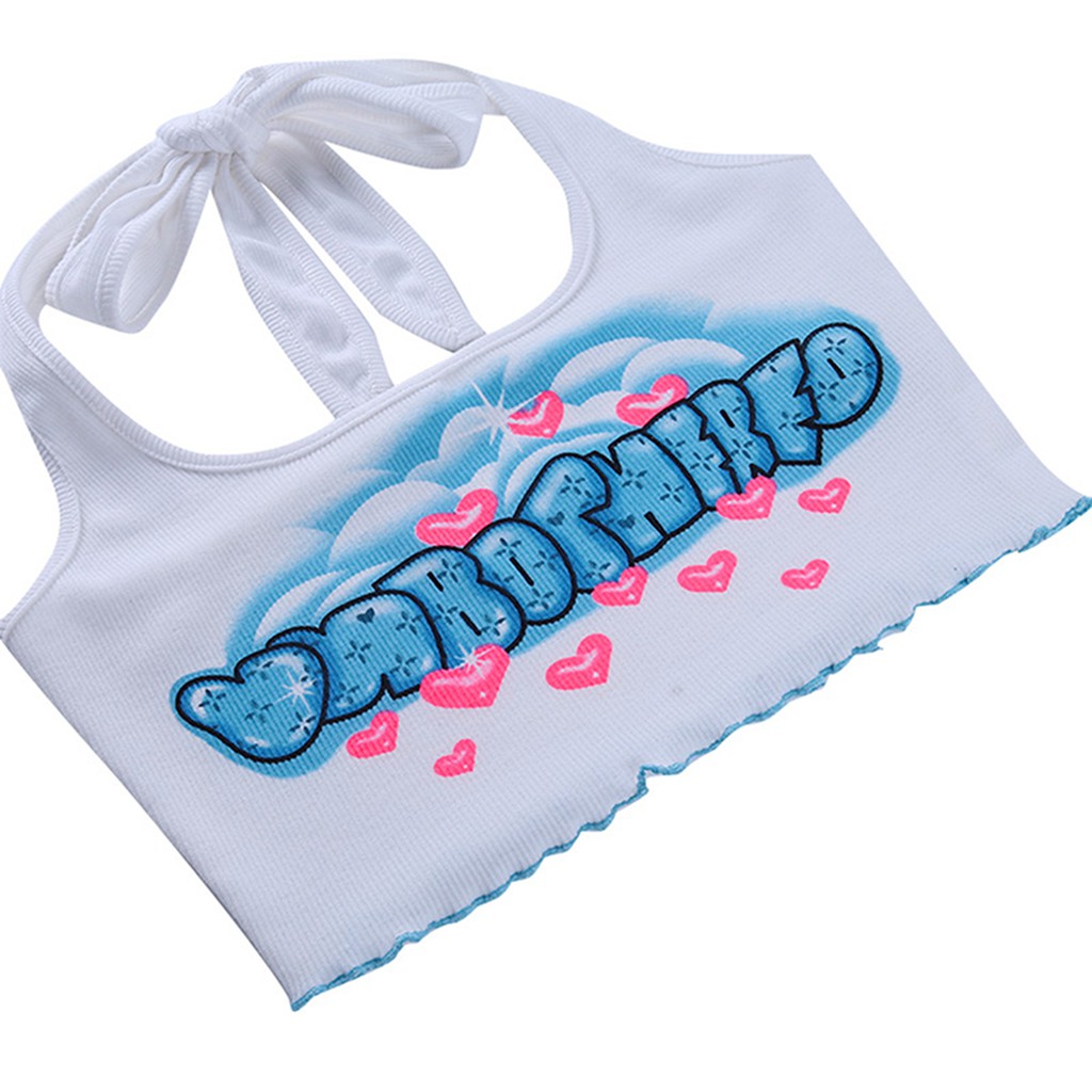 Áo Lửng Hai Dây In Chữ Gợi Cảm Cho Nữ