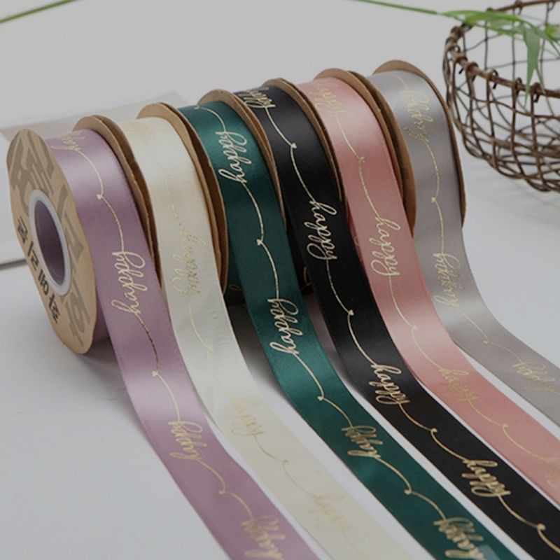 Lẻ 1m RUY BĂNG HAPPY thắt nơ trang trí quà tặng, bó hoa, đồ Handmade
