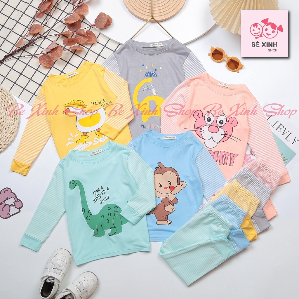 Quần áo đồ bộ dài tay trẻ em bé trai bé gái Minky Mom  Đồ bộ thun lạnh dài tay thu đông cho bé DÀI_PHỐI_SỌC