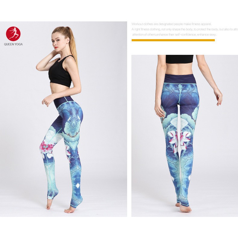 Quần Legging Nữ Tập Yoga In Họa Tiết Hoa Sen YUNGE Cao Cấp Tôn Dáng  KH143