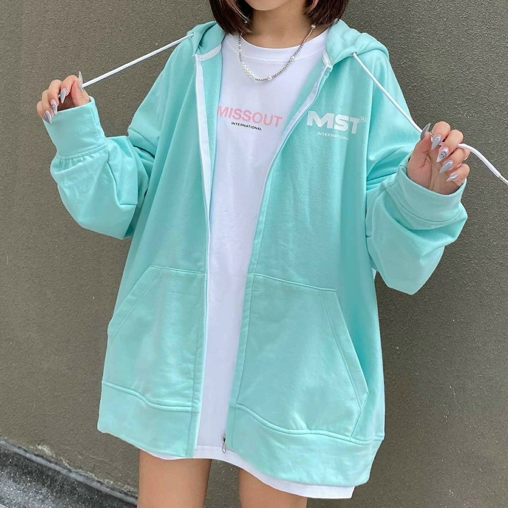 Áo khoác nỉ Hoodie MISS.OUT Dây Kéo form rộng áo nỉ bông ulzzang Cá Tính Unisex - Unisex