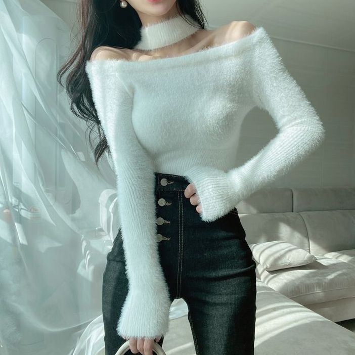 Áo kiểu COZOKC tay dài trễ vai dáng suông trẻ trung quyến rũ dành cho nữ