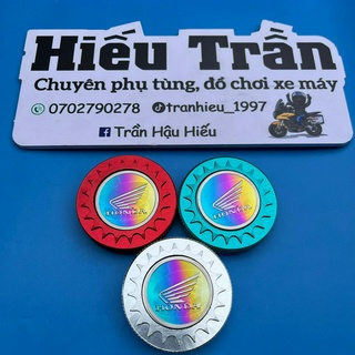 Nắp xăng nhôm CNC xịn kèm tem titan HONDA lớn cho mọi loại xe + lục giác