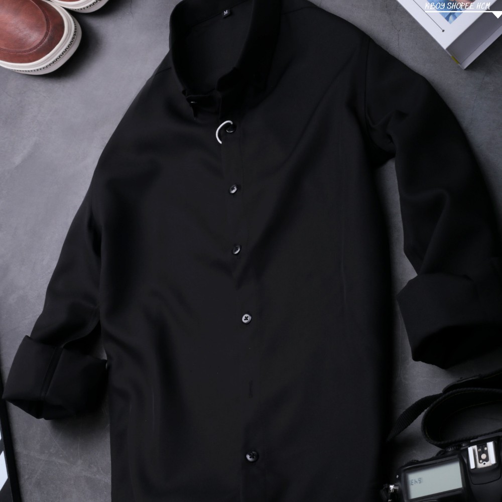 Áo sơ mi tay dài Trơn cao cấp - Bigsize, nhiều màu, trắng, đen, xám đậm, đỏ tươi - A068