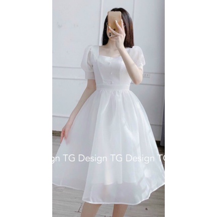 Váy xòe trắng công chúa xinh, đi dự tiệc