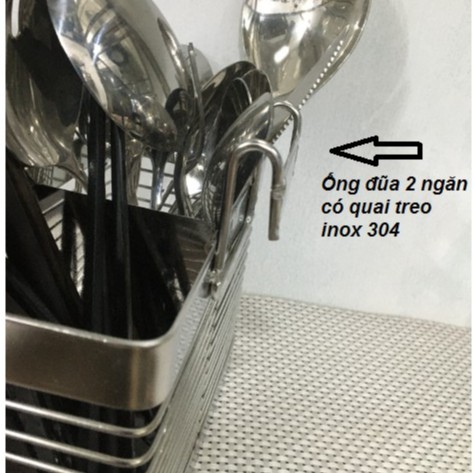 ống đũa muỗng 2 ngăn inox 304 cao cấp