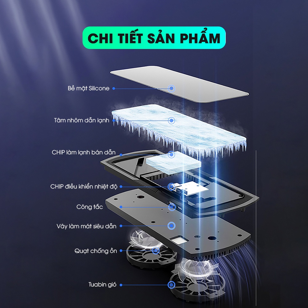Đế tản nhiệt laptop máy tính bảng sò lạnh SIDOTECH DP01 giá đỡ mcbook tablet nhôm silicone chống trượt LED RGB gaming