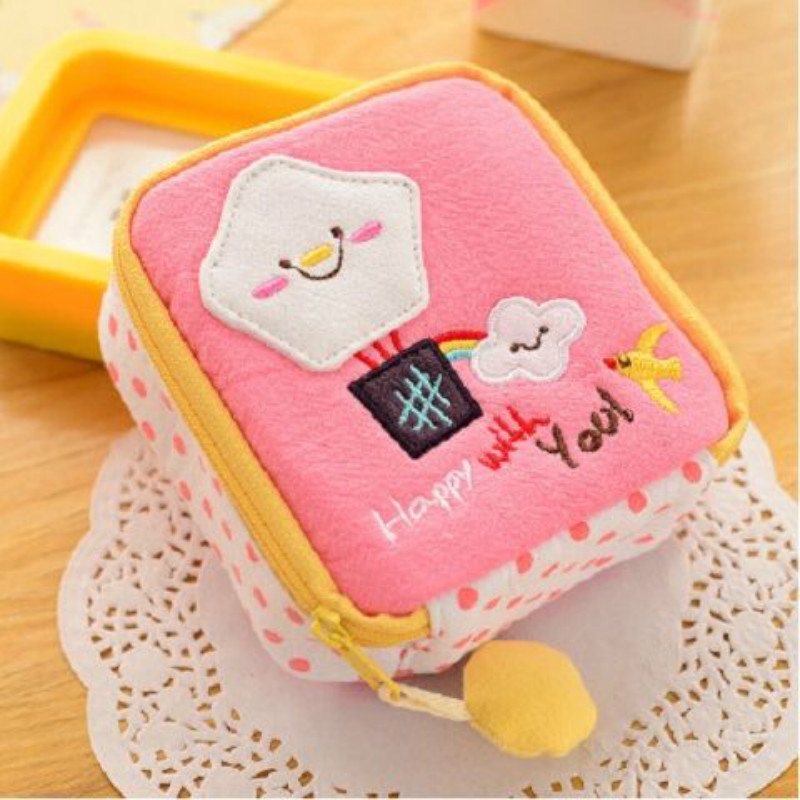 Túi Đựng Khăn Giấy Vệ Sinh Bằng Vải Cotton Kiểu Hàn Quốc Dễ Thương Cho Bé Gái