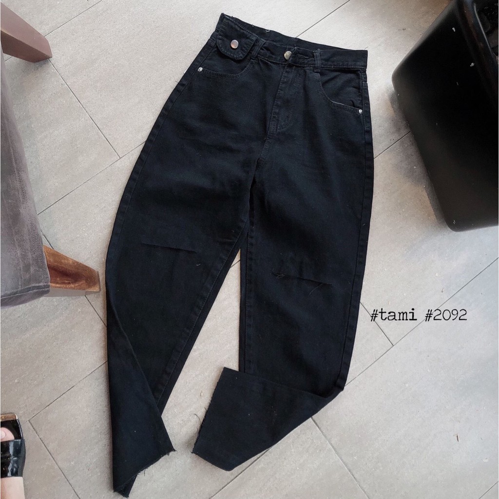 Quần jean baggy nữ đai cao nắp túi kiểu cách [FREESHIP] hàng loại 1, chất vải dày