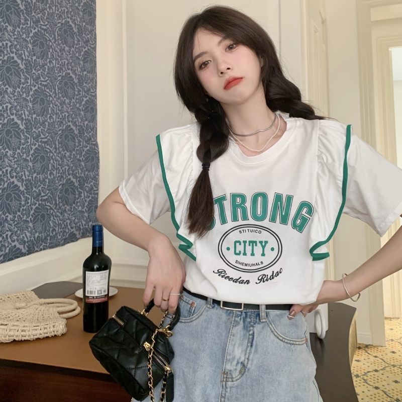 Áo Thun Cổ Tròn Dáng Rộng In Họa Tiết Thời Trang Mùa Hè Phong Cách Hàn Quốc Mới