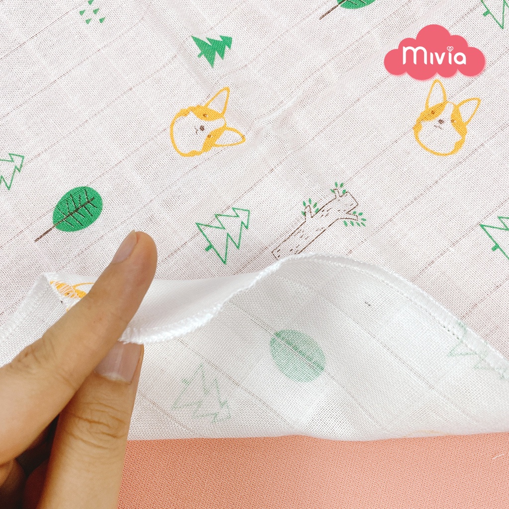 Khăn sữa cho bé, Khăn xô sữa Nhật Muslin cao cấp 2 lớp set 10