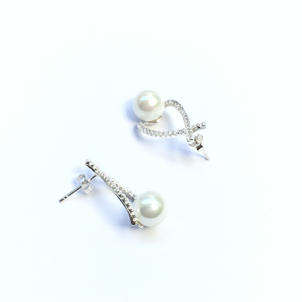 Bông tai bạc  ANTA Jewelry kiểu dáng đính ngọc trai nhân tạo, mẫu khuyên đang được ưa chuộng  AT30171B