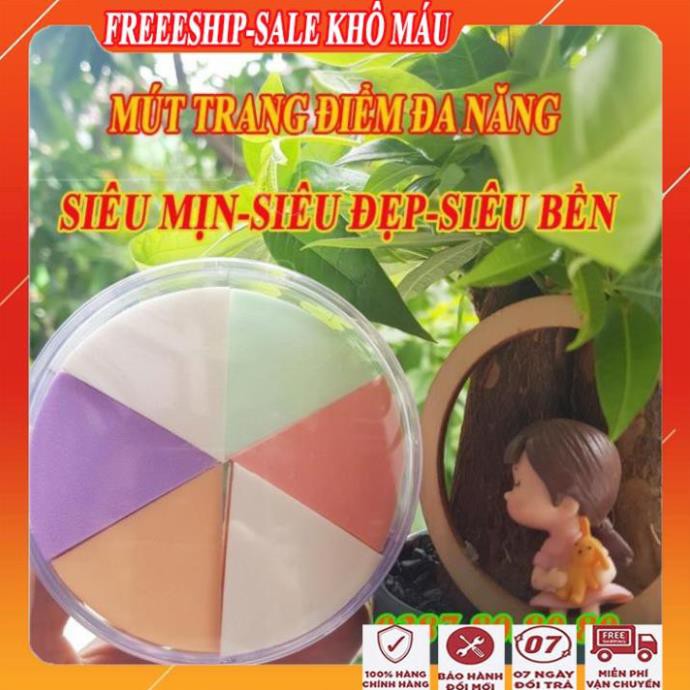 [FreeShip - SALE KHÔ MÁU] Sét 6 miếng mút trang điểm đa năng sidumi/Mút tán kem nền, kem lót siêu mịn, siêu đẹp