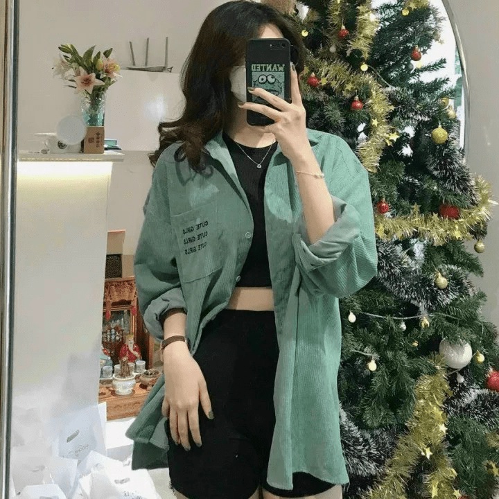 Áo Khoác Sơ Mi Chất Nhung Tăm Có Túi Ngực Lớn Logo Thêu Form Rộng Che Nắng Mặc Mát Thoải Mái Vui Chơi [NEW UNISEX]