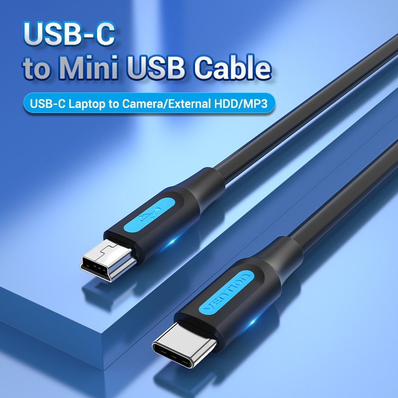 Cáp VENTION đầu cắm Type C USB C sang mini B cho điện thoại laptop DV ô tô