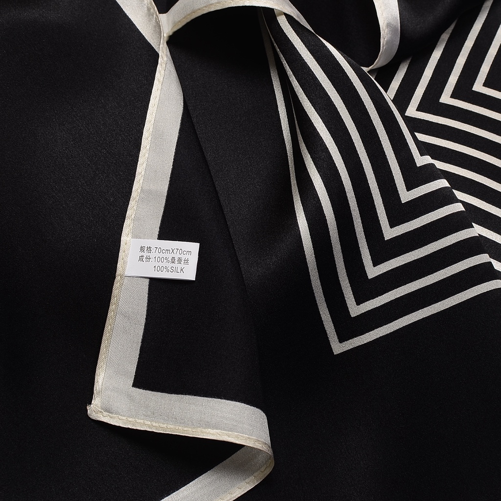 Khăn Choàng Lụa 100% Cao Cấp Hình Vuông Họa Tiết Kẻ Sọc Đơn Giản Thời Trang Mùa Hè Cho Nữ