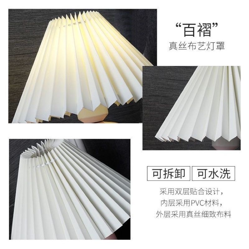Đèn ngủ để bàn đế bầu gốm chao xếp ly
